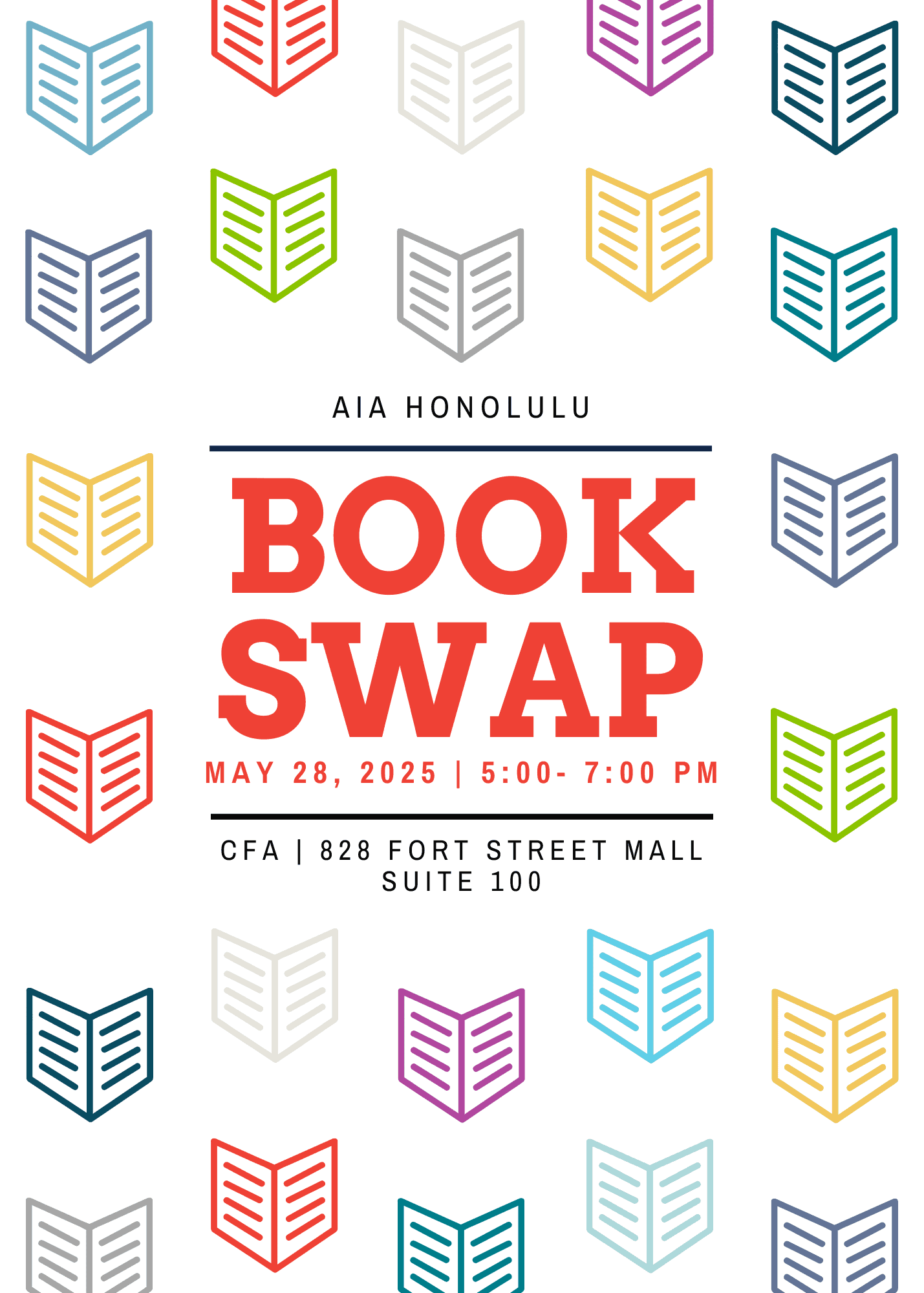 Open Book Pattern Book Club Flyer